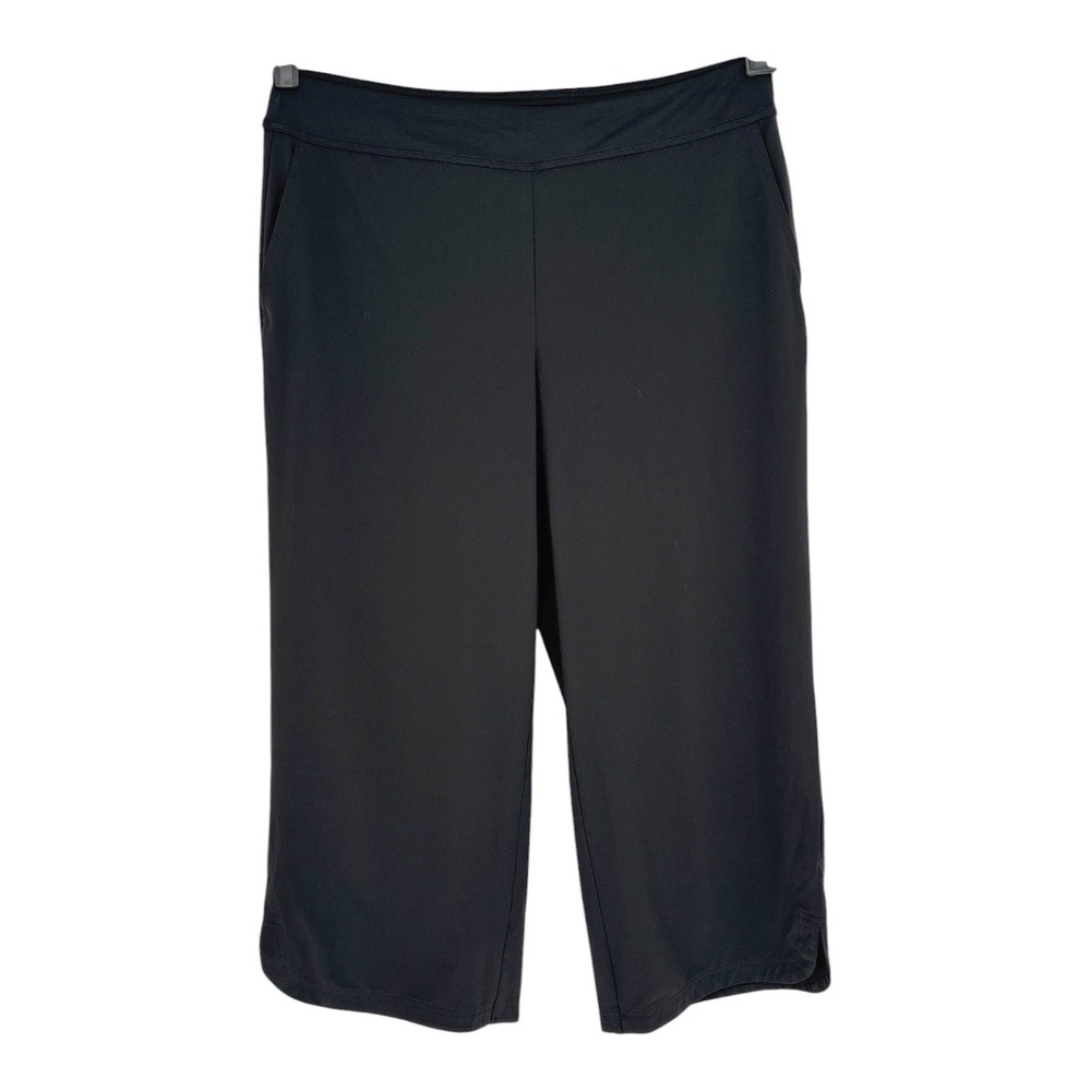 J. Jill Fit Black Crop Wide Leg Active Pants Womens Large Moisture Wicking